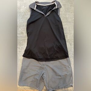 MAGGIE LANE Ladies Women’s Size XS Black Gingham Golf Shirt & Shorts